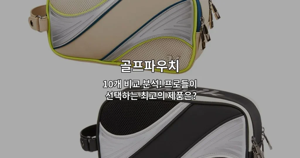 다양한 골프파우치 10개 제품을 나열하여 비교 분석하는 내용을 소개하는 썸네일 이미지
