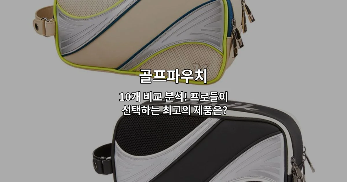 다양한 골프파우치 10개 제품을 나열하여 비교 분석하는 내용을 소개하는 썸네일 이미지
